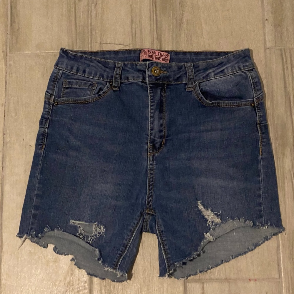stretchy high rise jean shorts